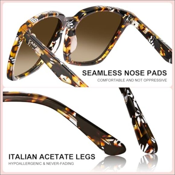 Acetate Oversized Square Polarized Sunglasses for Women Big Face Retro
